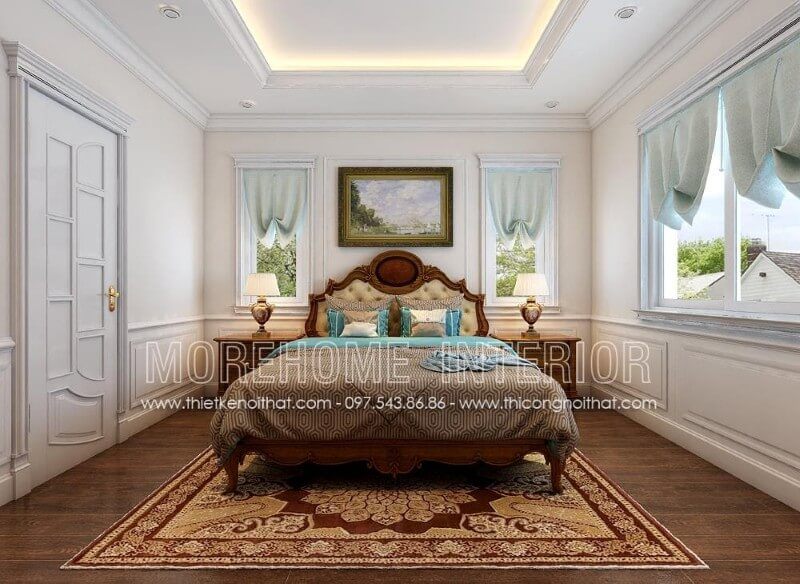 Giường ngủ tân cổ điển bằng gỗ óc chó là loại giường cao cấp, với vân gỗ đẹp, độ bền cao